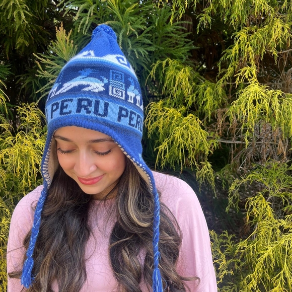 Accessories - Unisex Womens Mens Winter Beanie Hat Logo PERU Blue New Lining